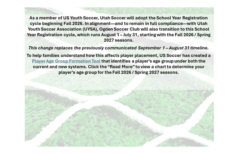 Update on National Age Group Player Formation Policy Effective Fall 2026/Spring 2027